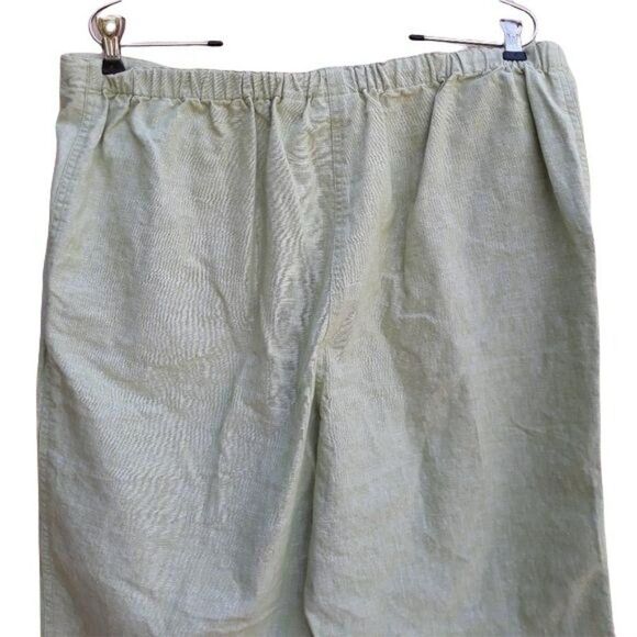 Villager Linen High Rise Drawstring Baggy Crop Pants Pockets Pastel Green Sz 1 - Picture 6 of 9